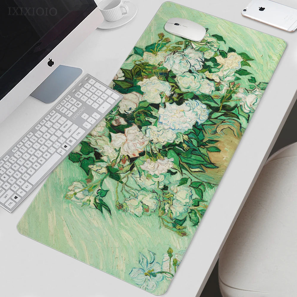 Van Gogh Starry Night XL Gaming Mouse Pad – Artistic XXL Desk Mat | HD Printed Non-Slip Soft Rubber Playmat for Office & Gaming Setup