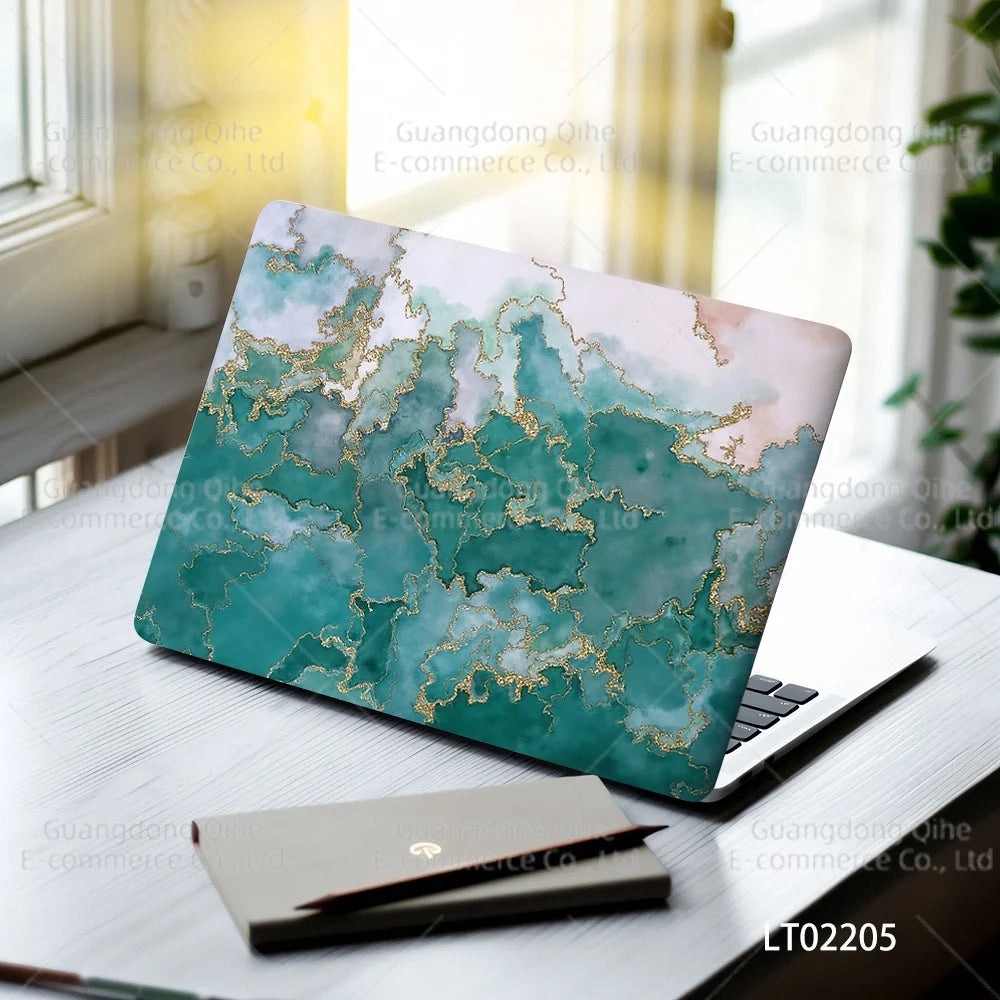 2pcs Creative Botanical Laptop Stickers Hand-Drawn Floral Line Art in Bright Colors, Waterproof Vinyl Decal for Notebook Covers