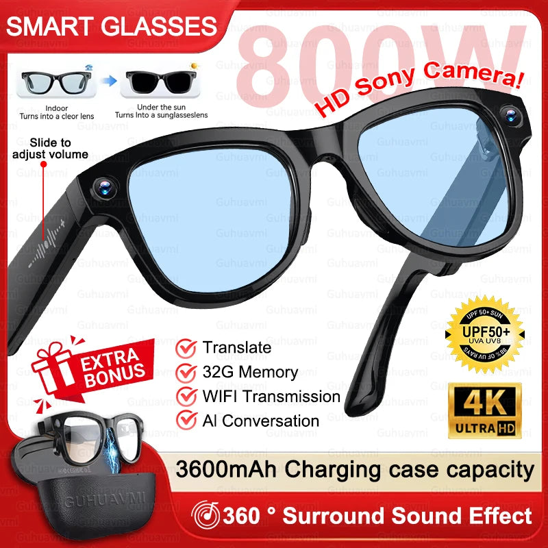 NightVision AI Smart Glasses – 8MP HD Camera, 3600mAh Battery & AI Translation