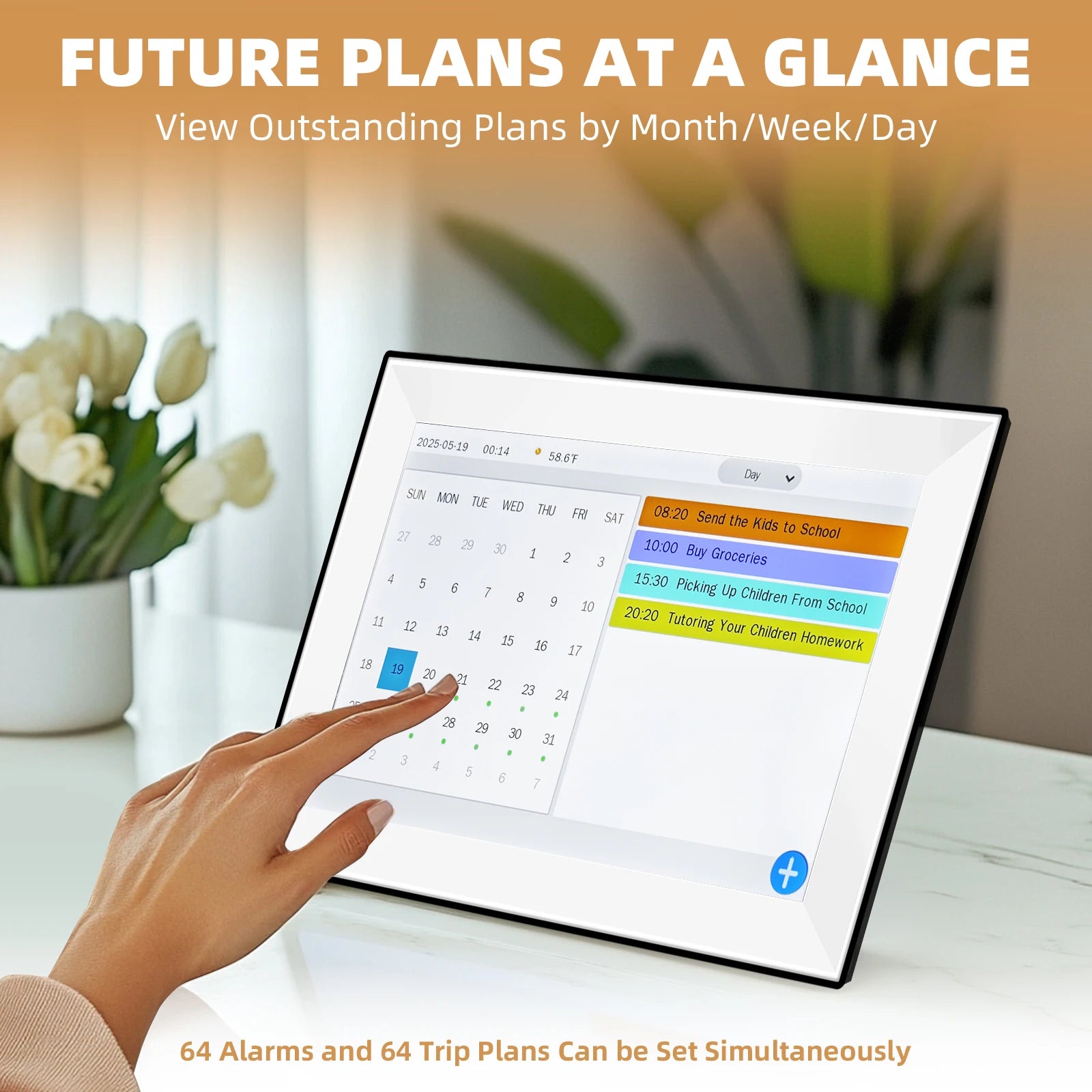 10.1" Smart Digital Calendar Clock – Touchscreen Family Scheduler with Weather, WiFi & Chore Chart