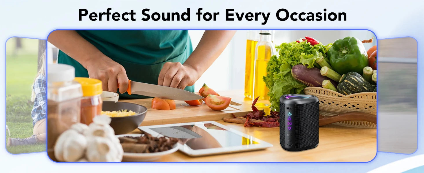Bluetooth Speaker Wireless Portable Waterproof Speaker with Lights 24-Hour Playtime Bluetooth 5.4 TF Card AUX Playback Speakers