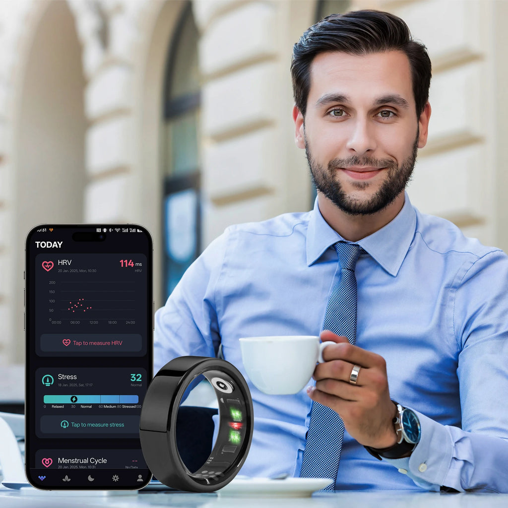 Amovan Nova Smart Ring – GPS, Heart Rate, Blood Oxygen & Sleep Monitor
