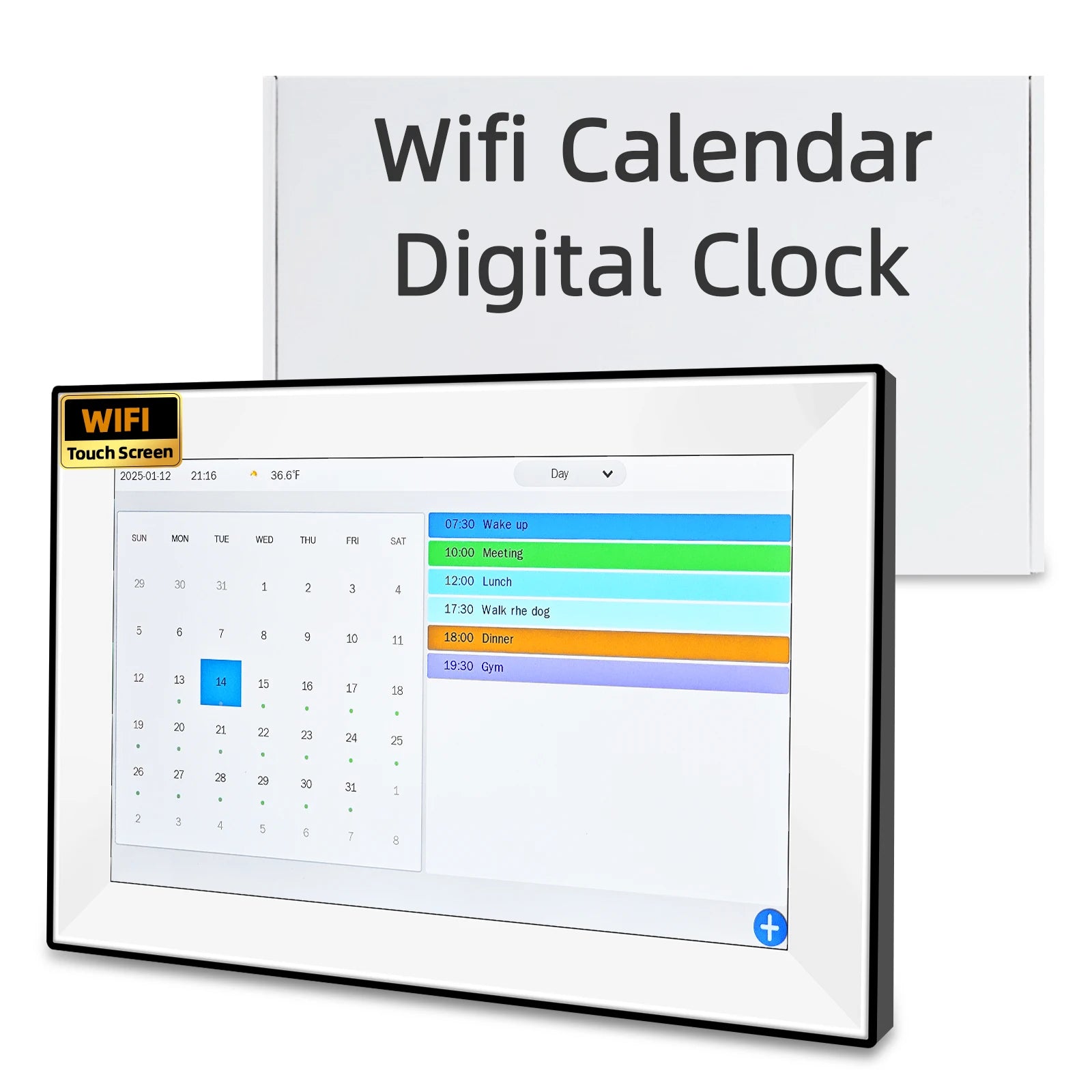 10.1" Smart Digital Calendar Clock – Touchscreen Family Scheduler with Weather, WiFi & Chore Chart