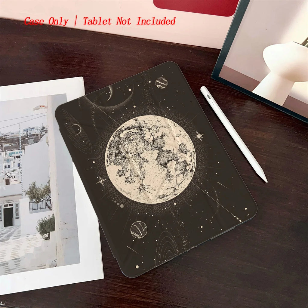 Starry Sky & Moon Y-Fold iPad Case – Shockproof TPU Cover for iPad Pro 11, Air 4, Mini 6 & 10th Gen