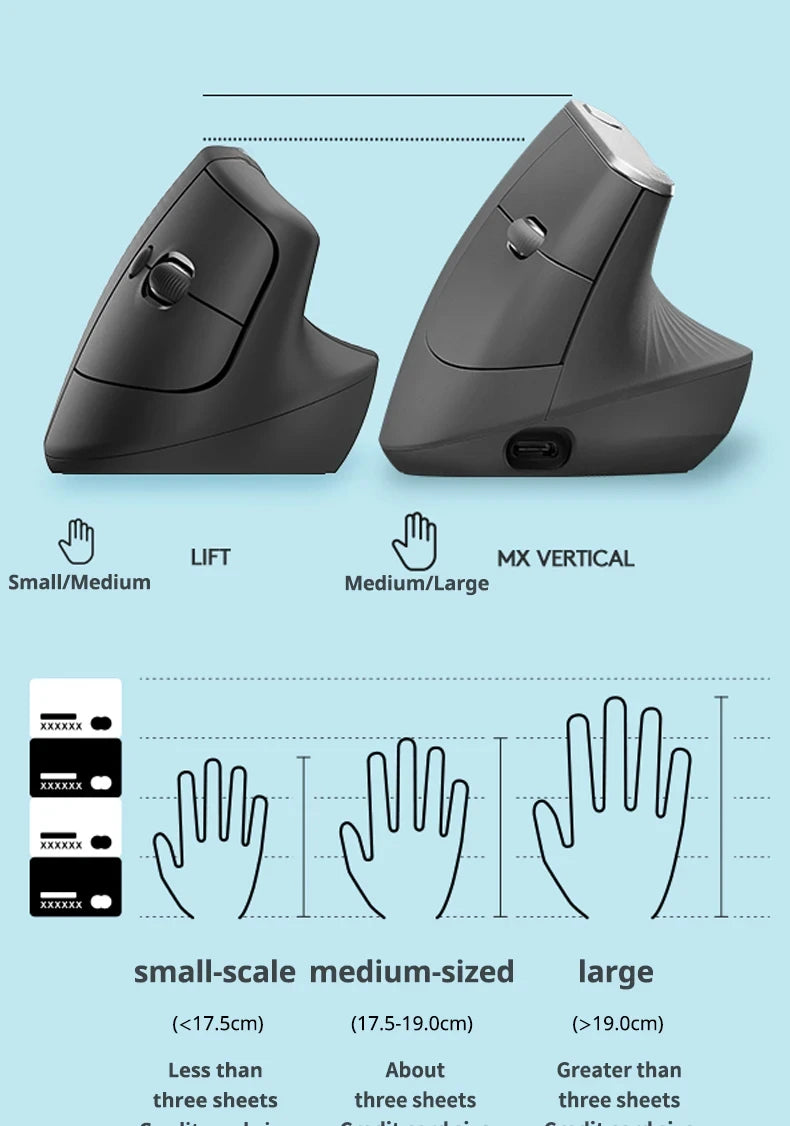 Lift Vertical Mouse  Ergonomic Wireless With Silent Click Bluetooth/Usb Dual Mode For Pc Laptop Tablet Wrist Pain