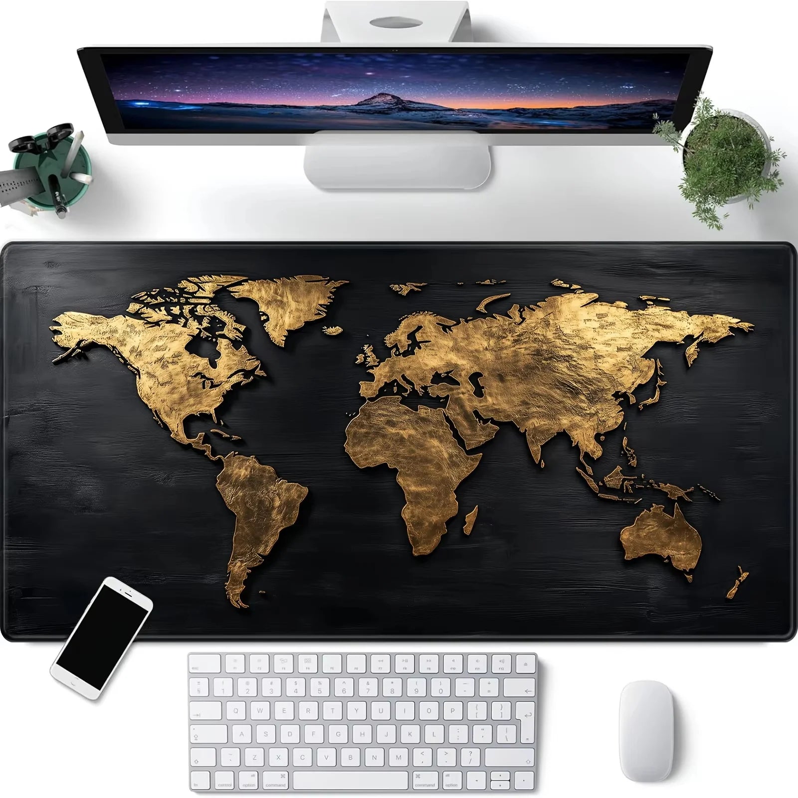 World Explorer XL Gaming Desk Mat – 900x400 Anti-Slip Mouse Pad for PC & Laptop