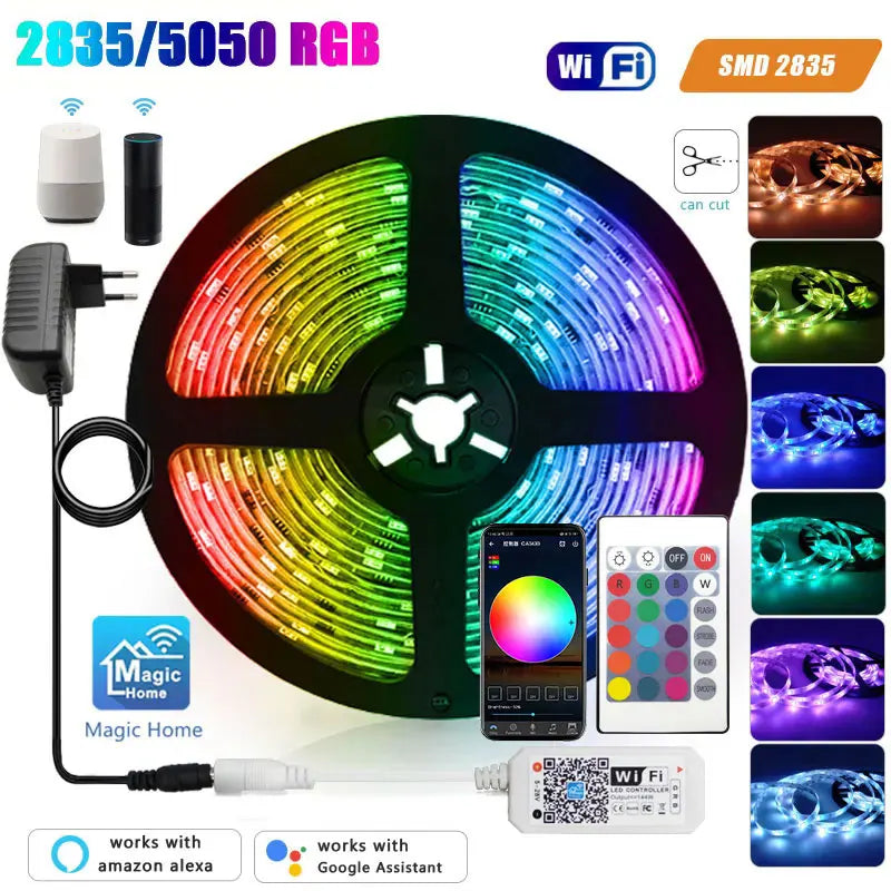 SmartStrip RGB LED Strip Lights – 5M to 20M, WiFi & Bluetooth, Waterproof