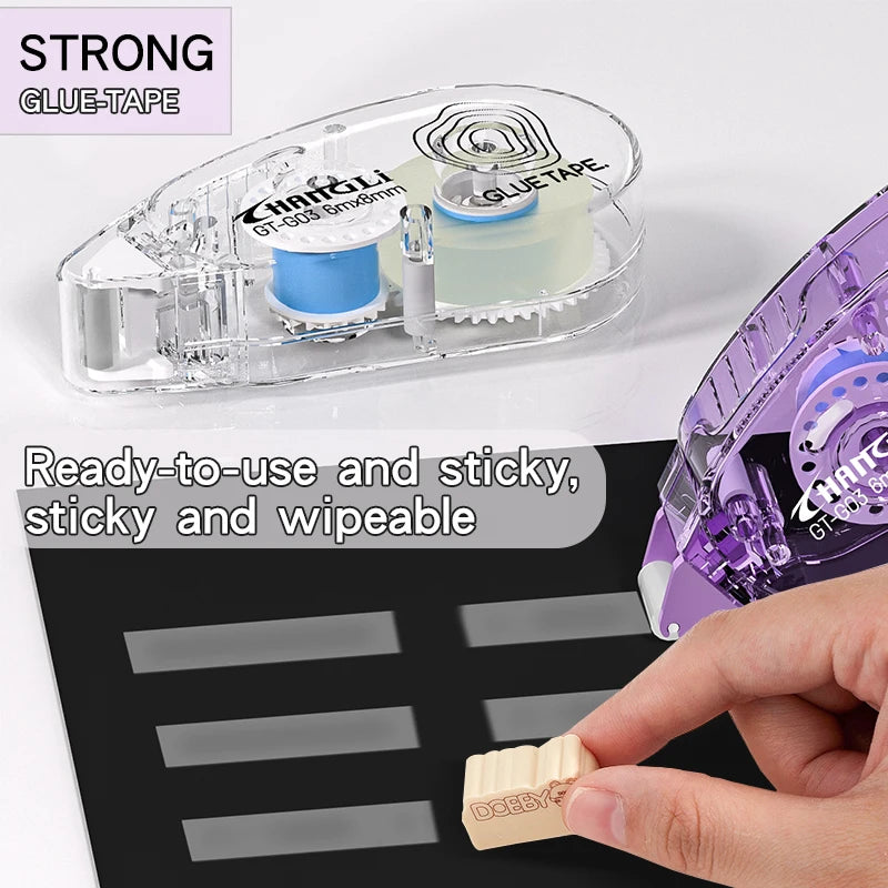 4pieces of portable double-sided transparent tape, suitable for scrapbooks, accounts, office supplies-strong adhesive
