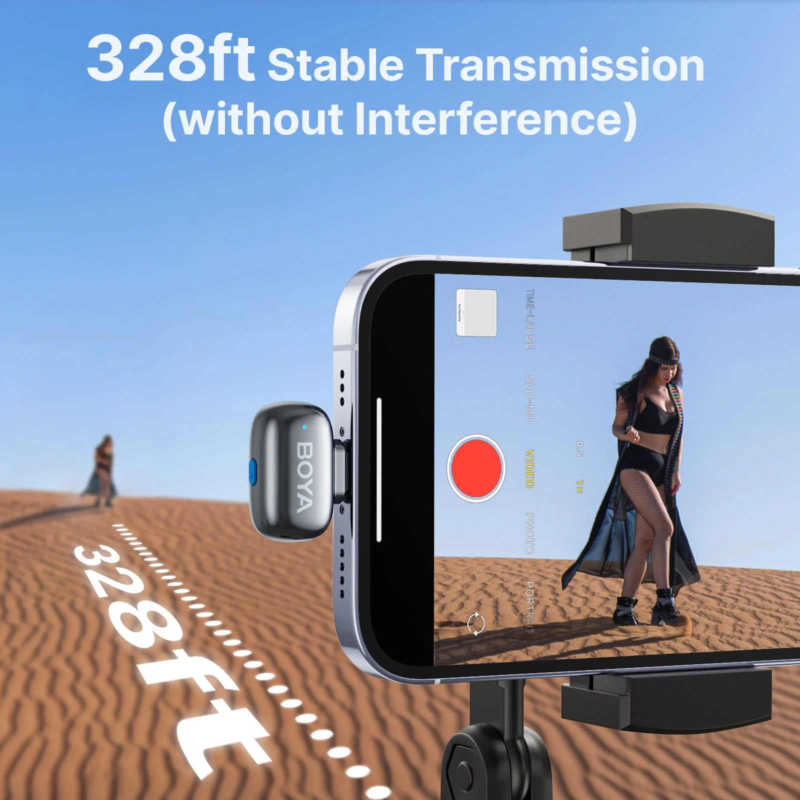 BOYA Mini 2 Wireless Lavalier Microphone – AI Noise Reduction for iPhone & Android