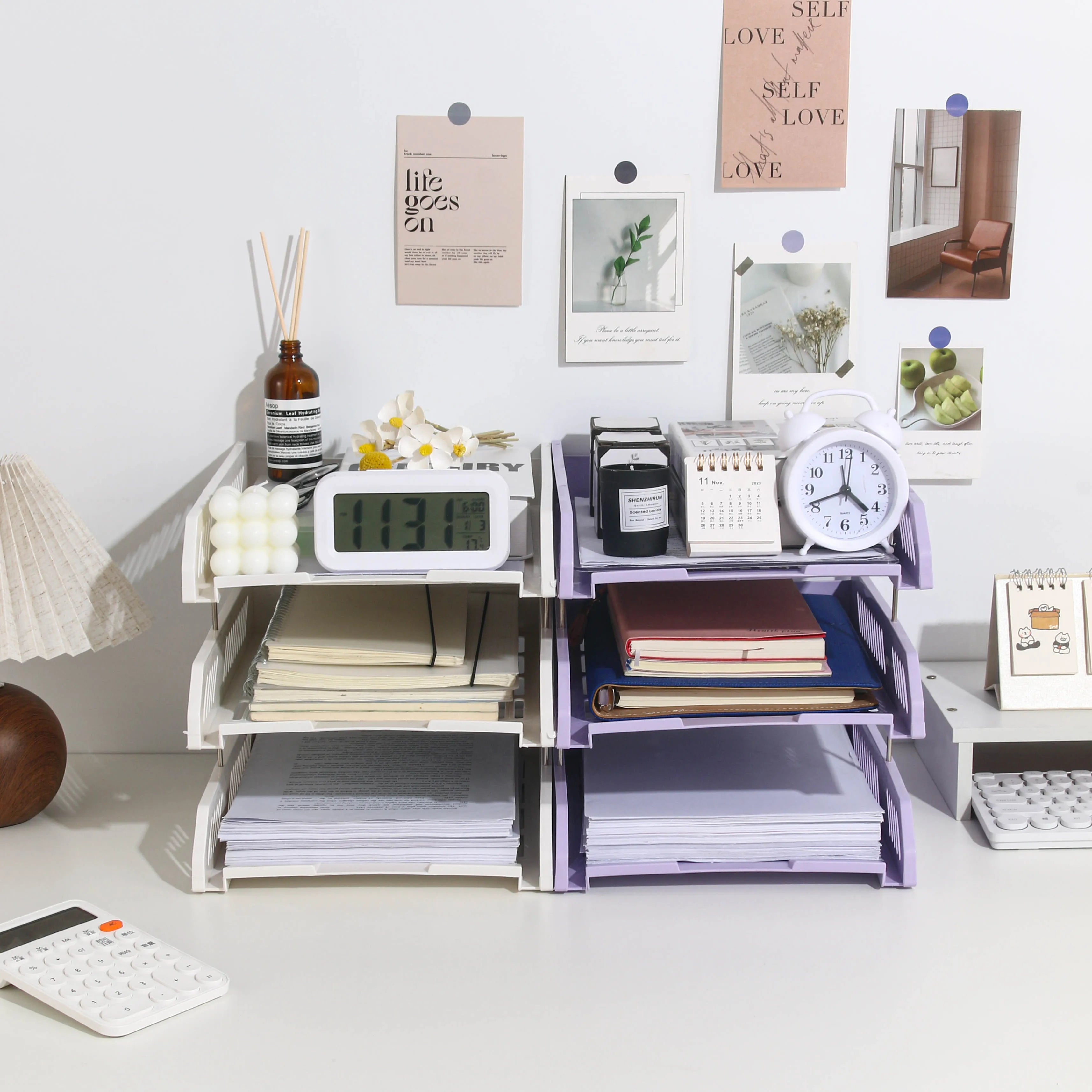 Three-Layer File Holder File Tray Plastic Horizontal File Frame File Organization Information Desktop Storage Rack Desk Storage File Basket Multi-Layer File Rack Folder Storage Box