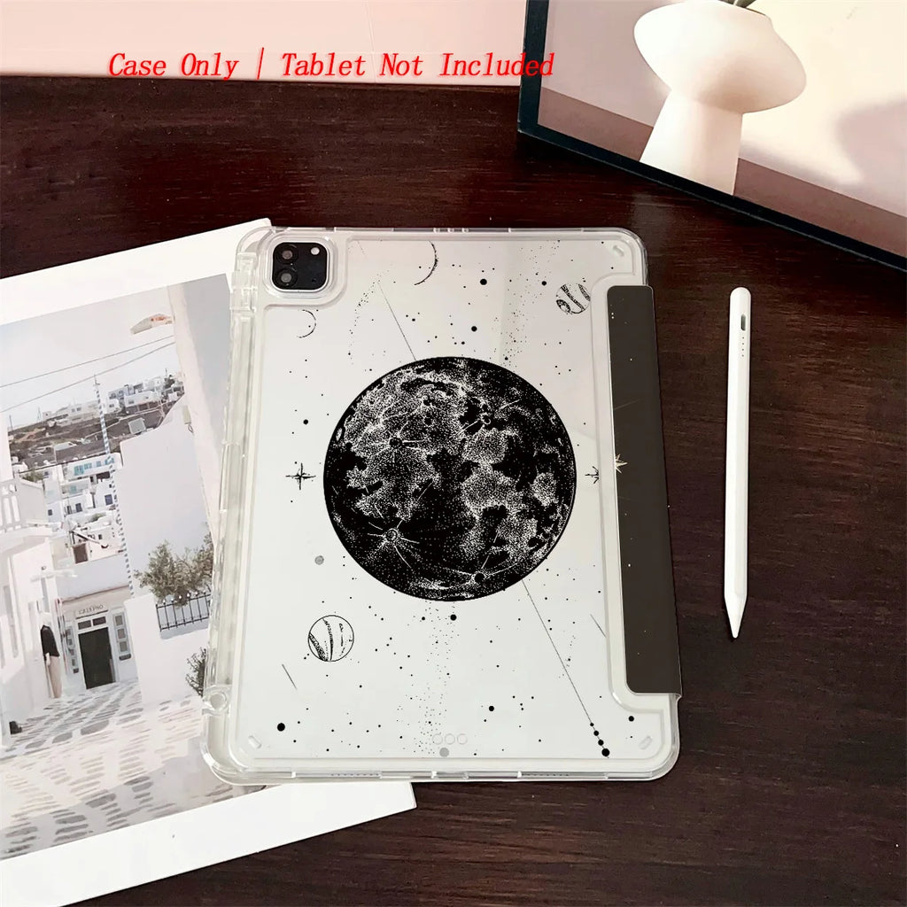 Starry Sky & Moon Y-Fold iPad Case – Shockproof TPU Cover for iPad Pro 11, Air 4, Mini 6 & 10th Gen
