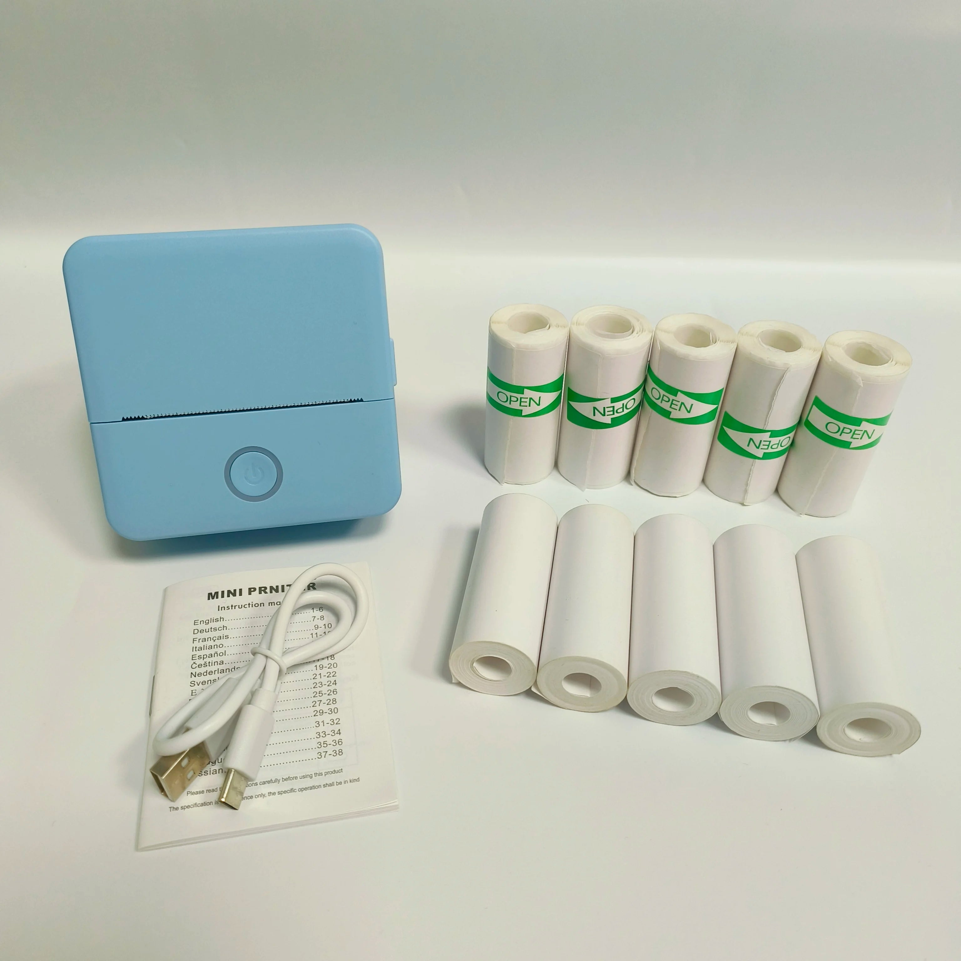 SnapRoll Mini Bluetooth Photo Printer Set – Wireless Pocket Printer with 5 Sticker Rolls & Thermal Paper Bundle