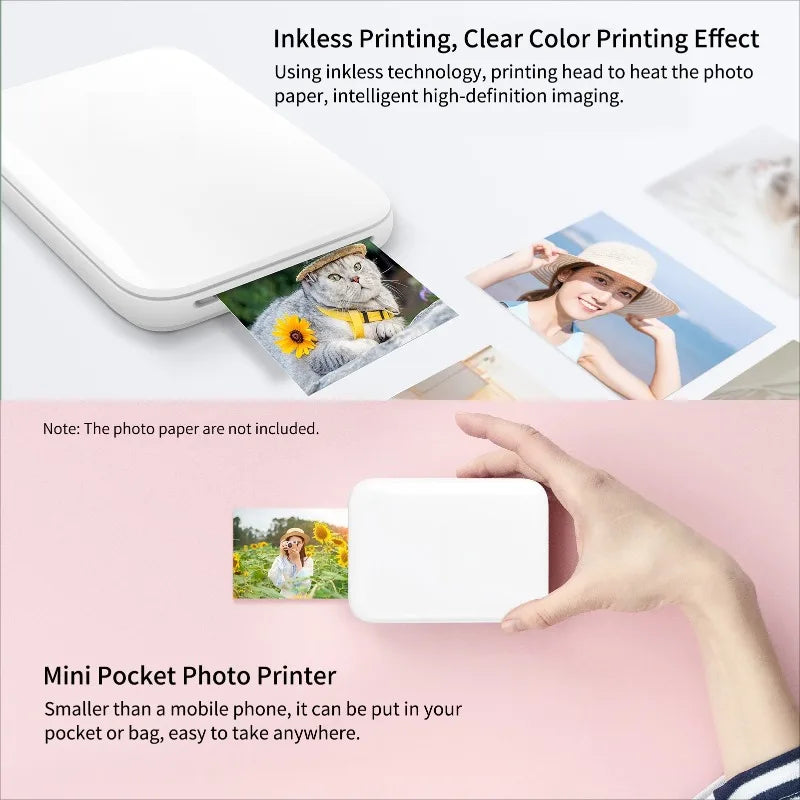 SnapPrint Mini Bluetooth Photo Printer – 3” Portable Wireless Color Pocket Printer