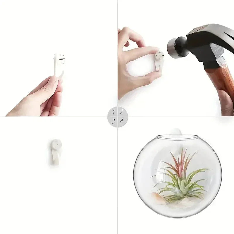 2/4/6 Pack Wall Hanging Glass Terrarium - Self-Watering Hydroponic Planter for Home Office Decor, Handmade Round Crystal Vase