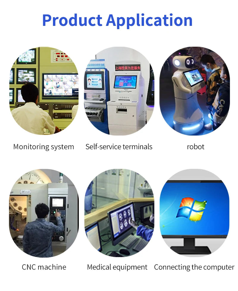 15.6" Industrial Open Frame Touchscreen Monitor – 1080P Capacitive 10-Point Touch, VESA Wall Mount, HDMI & VGA