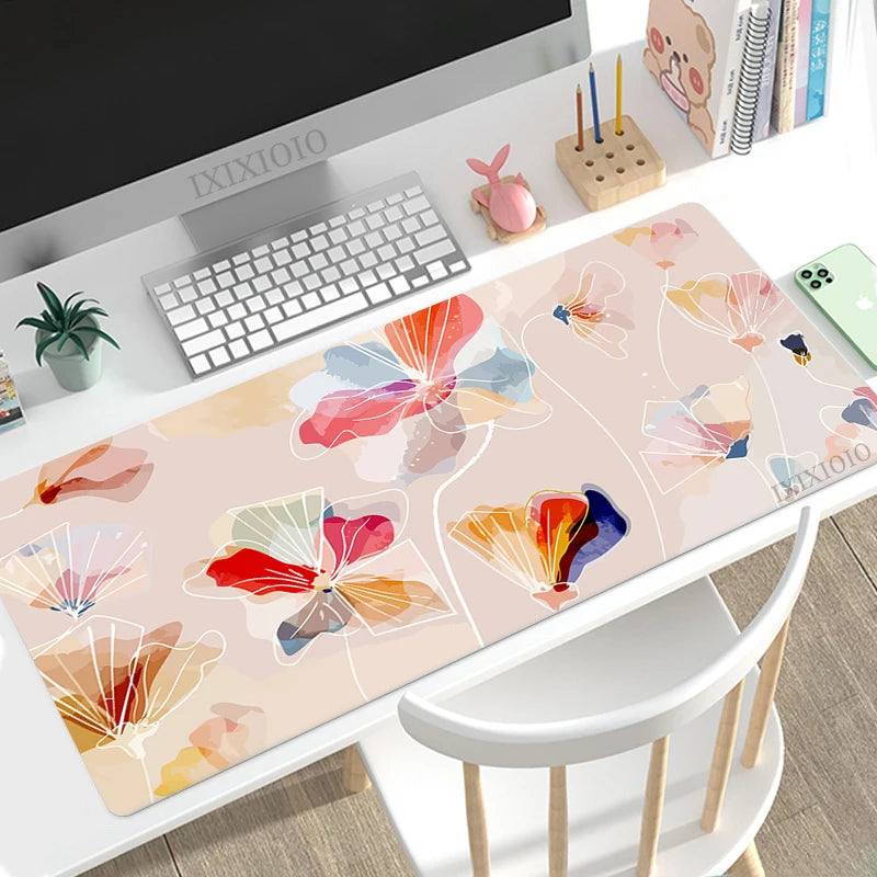 Minimalist Abstract Floral Art XL Mouse Pad – Aesthetic XXL Desk Mat | Soft Non-Slip Rubber Gaming & Office Mousepad Table Protector