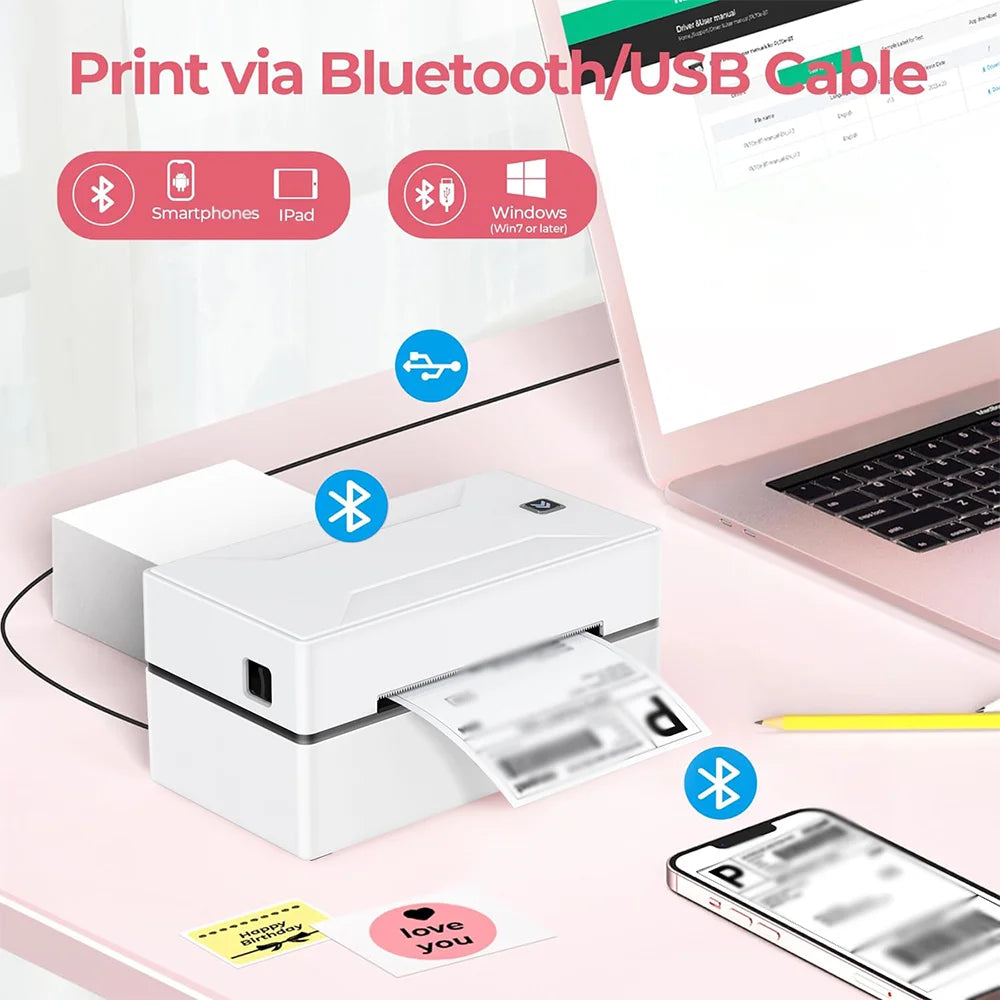 Marklife D100 Mini Bluetooth Thermal Label Printer – 4x6 Inch Shipping Labels