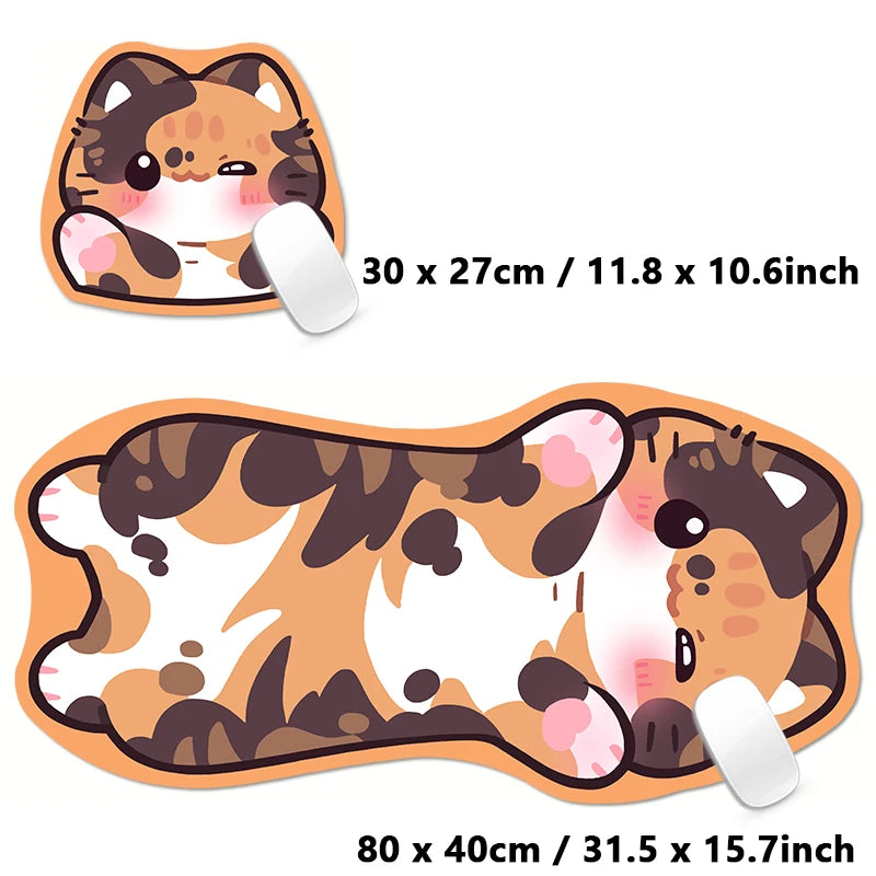 Kawaii Tortoiseshell Cat XXL Desk Mat – Pink & Black Cute Kitty Mouse Pad