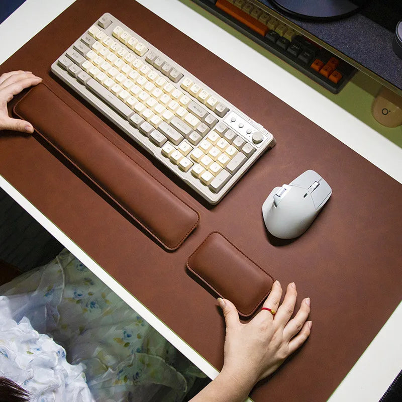 DeskMat Waterproof PU Mouse Pad – Large Non-Slip Desk Mat & Keyboard Mat 3-Piece Set