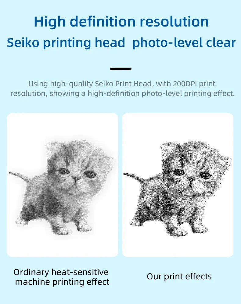 CatPrint Mini Thermal Pocket Printer – 58mm Wireless Bluetooth Photo & Label Printer for Android & iOS