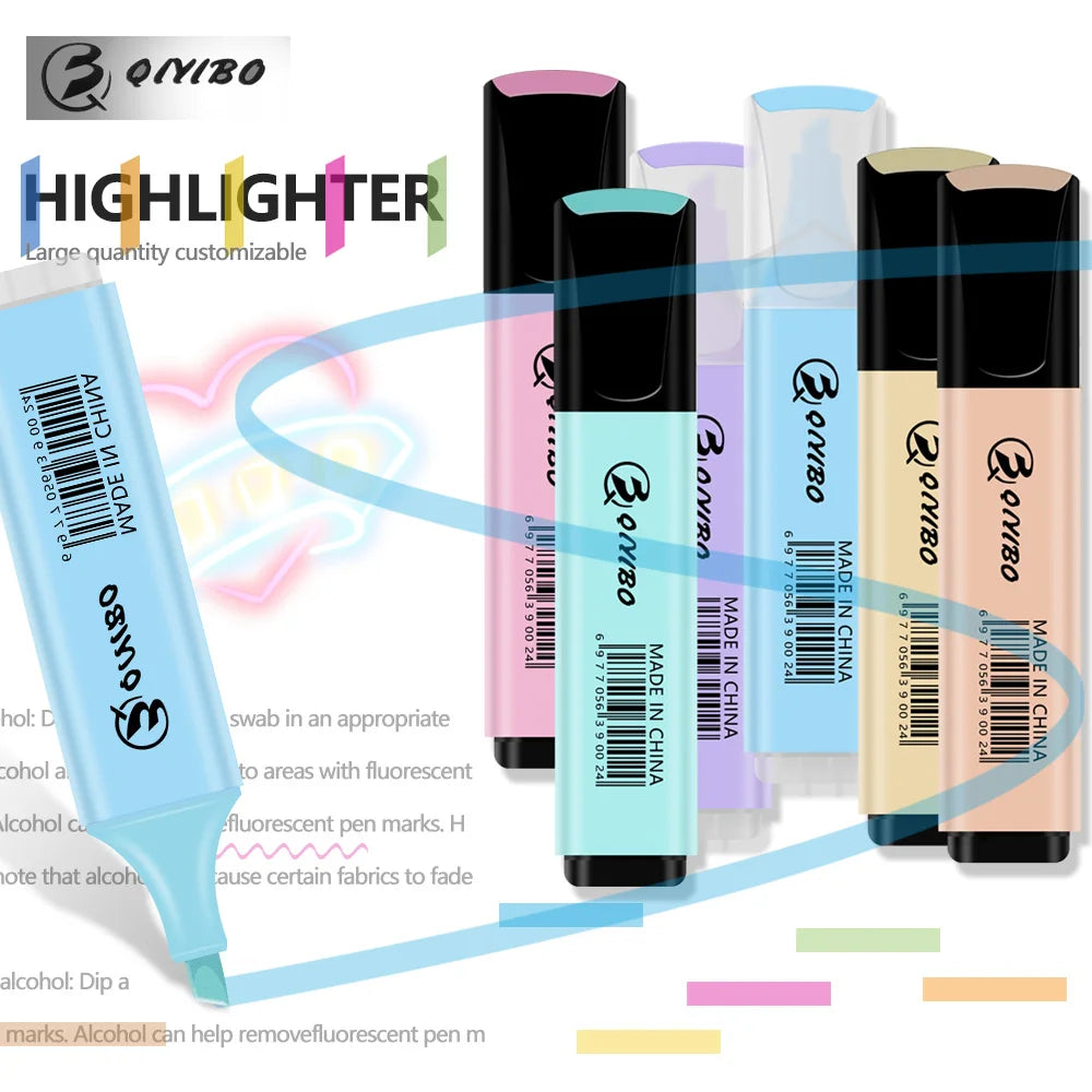 Macaron Pastel Highlighter Set – Soft Color Chisel Tip Markers