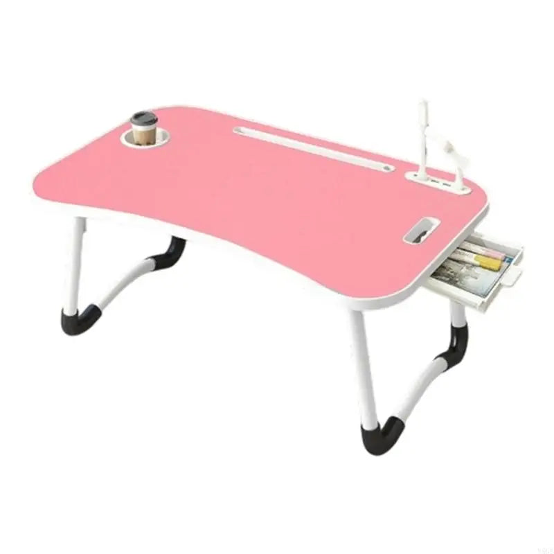 Foldable Computer Desk Featuring 4 USB Ports Mini Light Fan Cup Holder Side Drawer Card Slot Portable for Laptop Use on Bed Y5GB