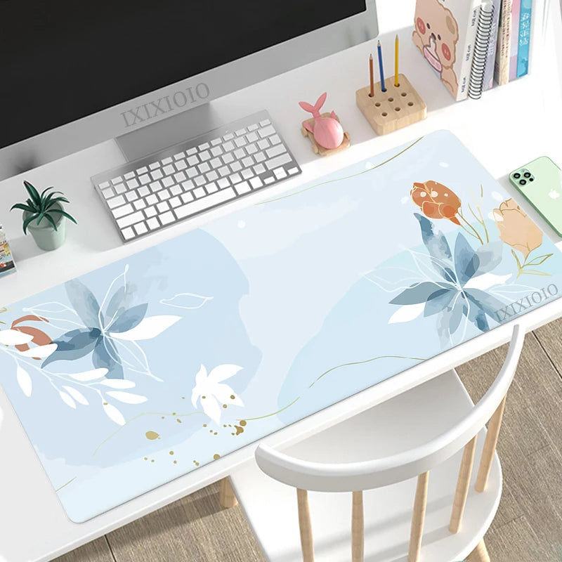 Minimalist Abstract Floral Art XL Mouse Pad – Aesthetic XXL Desk Mat | Soft Non-Slip Rubber Gaming & Office Mousepad Table Protector