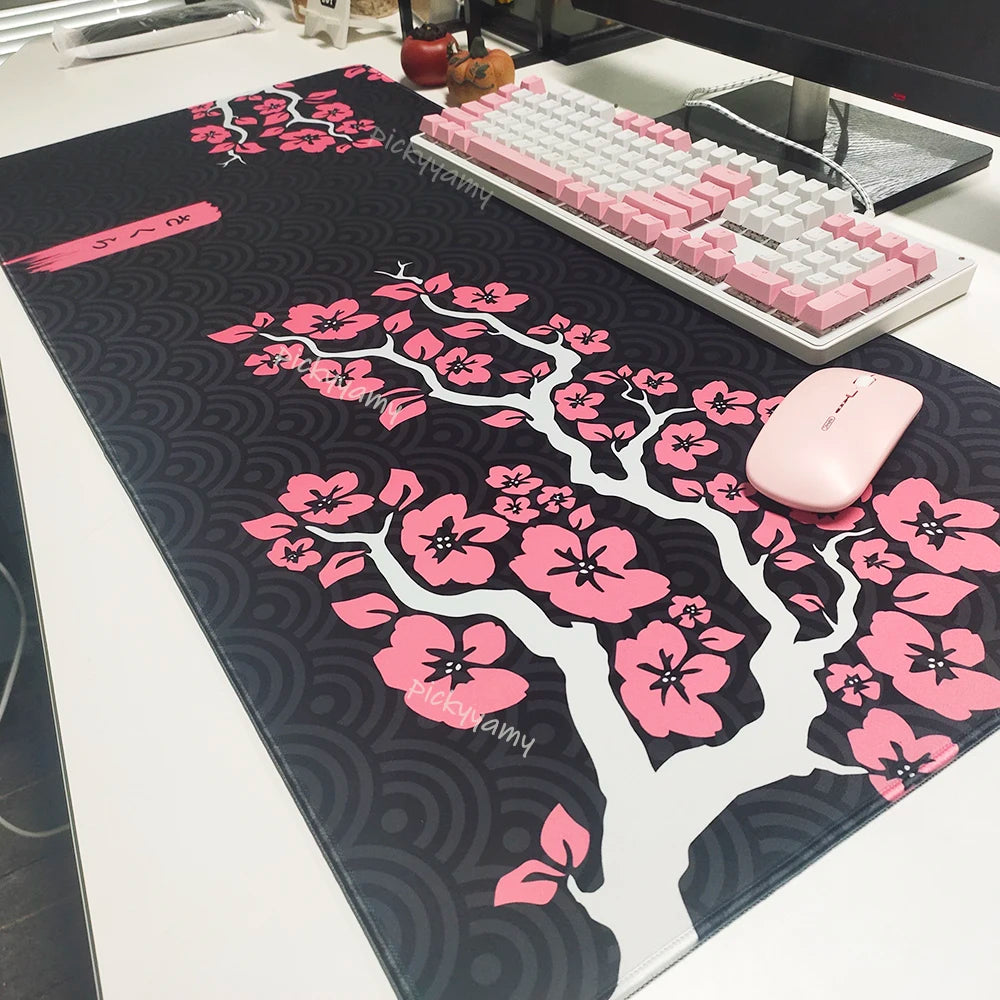 Sakura Bloom XL Desk Mat – Pink Cherry Blossom Gaming Mouse Pad (Extended Keyboard Mat)