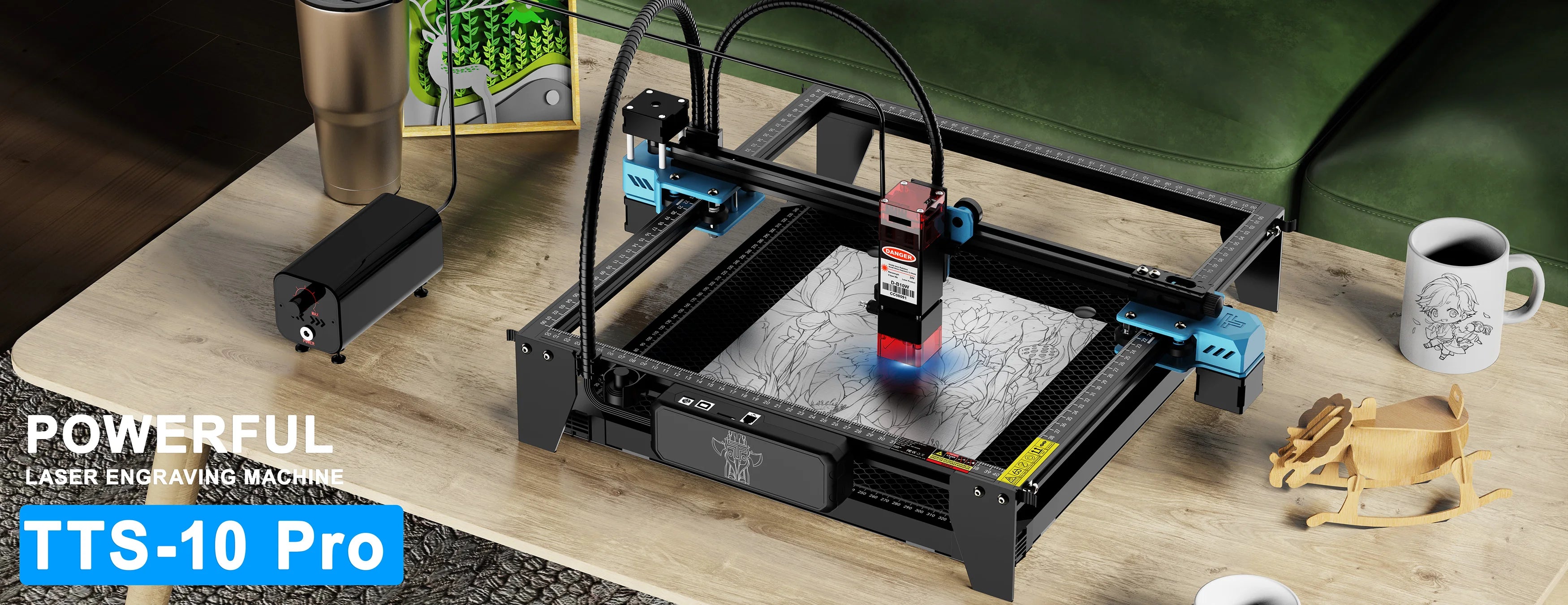TwoTrees TTS-55 Pro 80W Laser Engraver – WiFi, Offline Control & 445nm Blue Light CNC