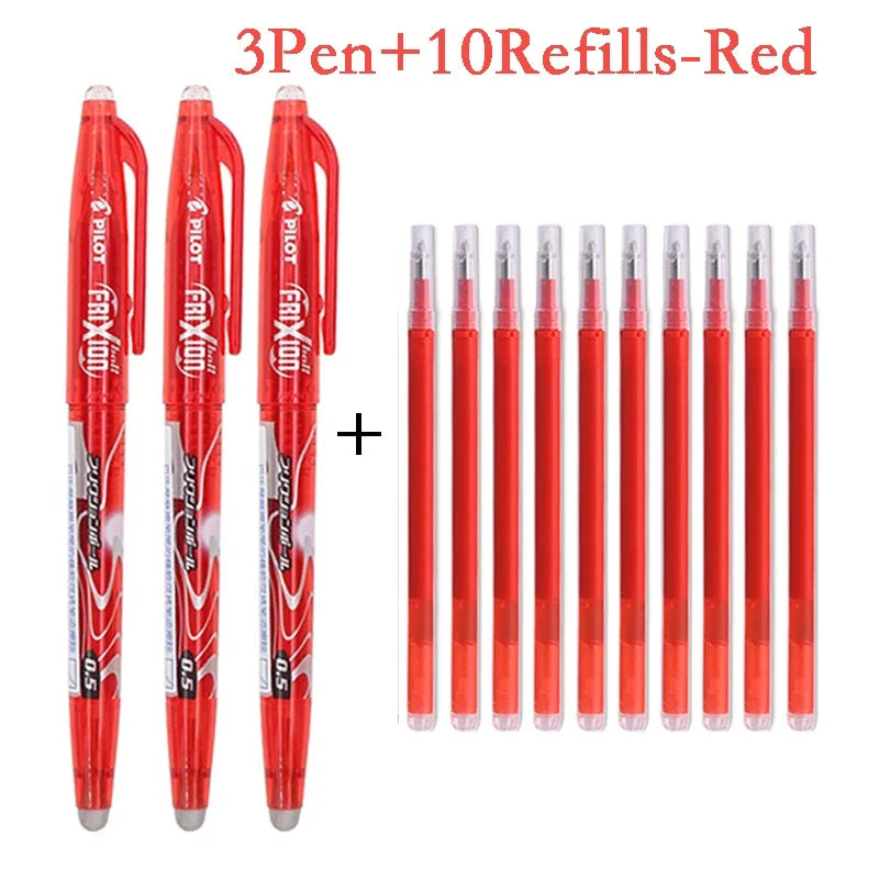 Pilot Frixion Erasable Gel Pen Set – 0.5mm, Blue / Black / Red with Refills