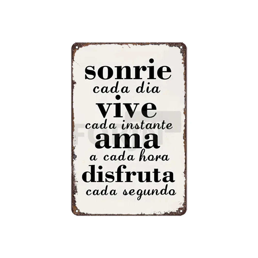 Spanish Inspirational Quote Poster,Spain Wall Art Metal Sign,Black and White Minimalist Painting,Gift for Home Room Office Decor