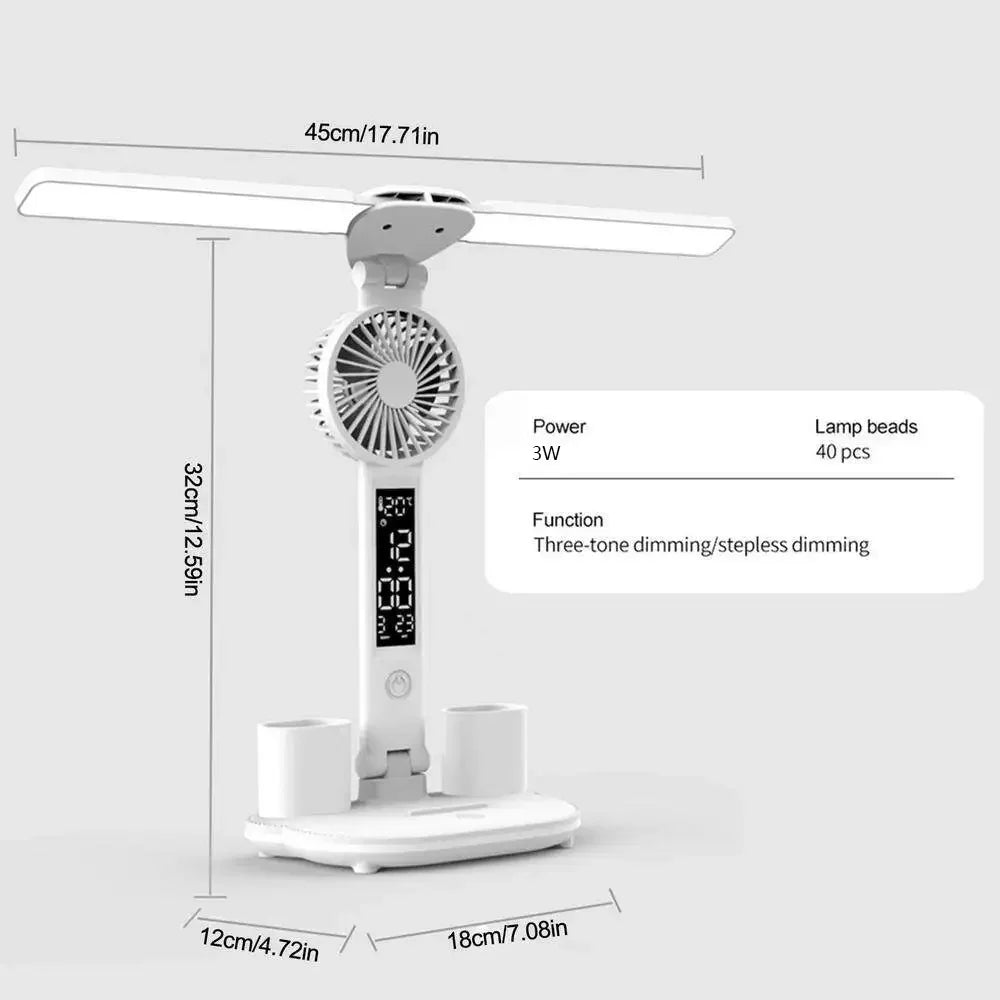 Double Headed Eye Protection Table Lamp LED Rechargeable Dimmable Desk Light Smart Display For Study Reading Bedside Night Light