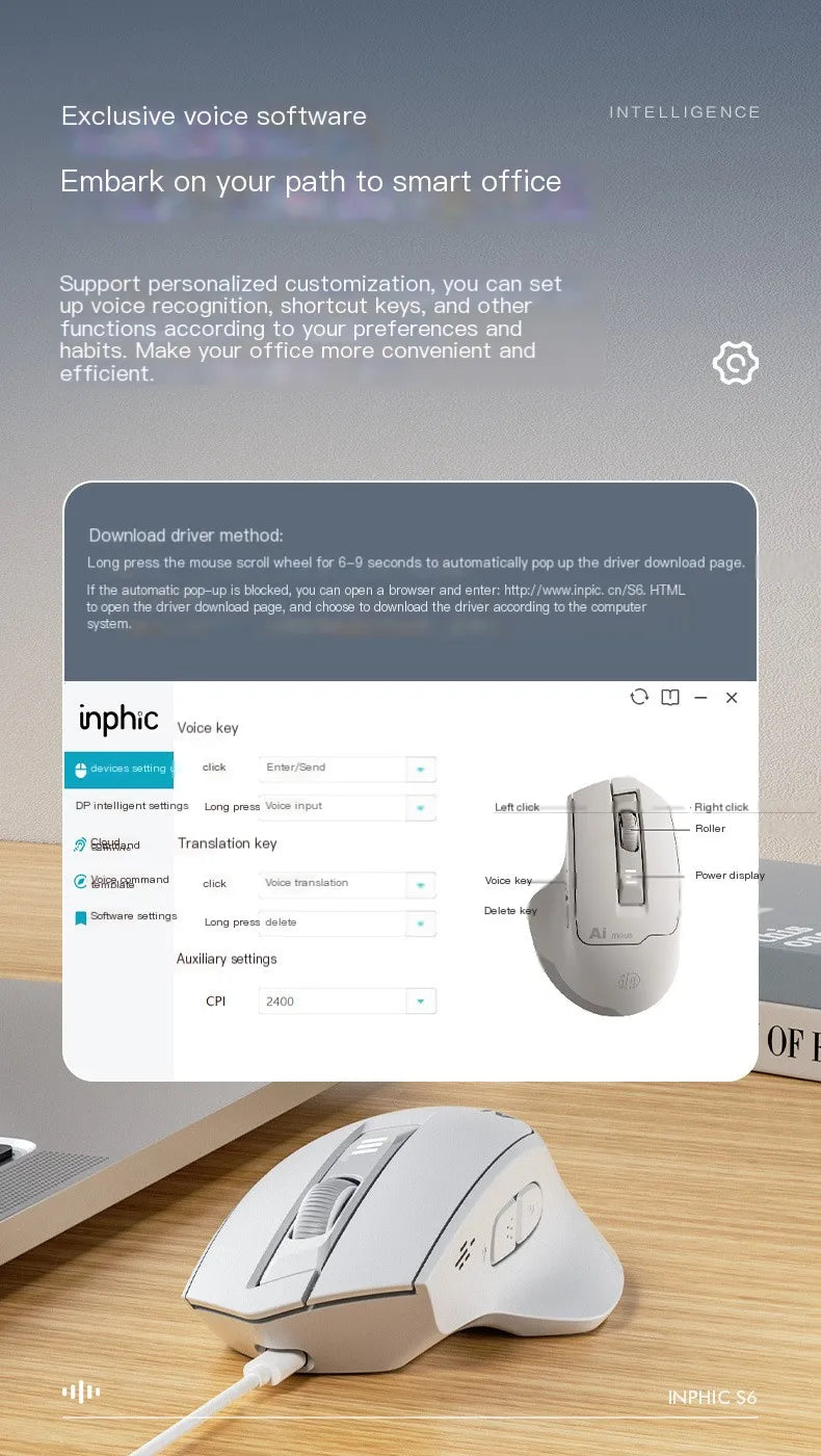 VoiceClick AI Voice Mouse – Wireless Dual-Mode, Voice Typing & Silent Click