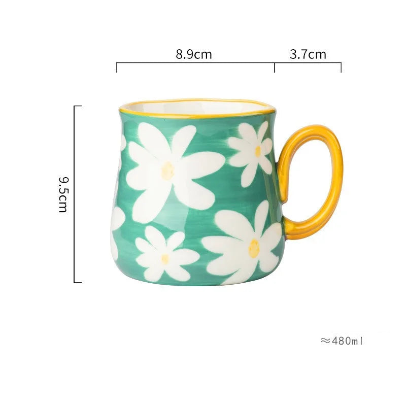 ArtBrew Hand-Drawn Style Ceramic Coffee Mug – 480ml / 16oz