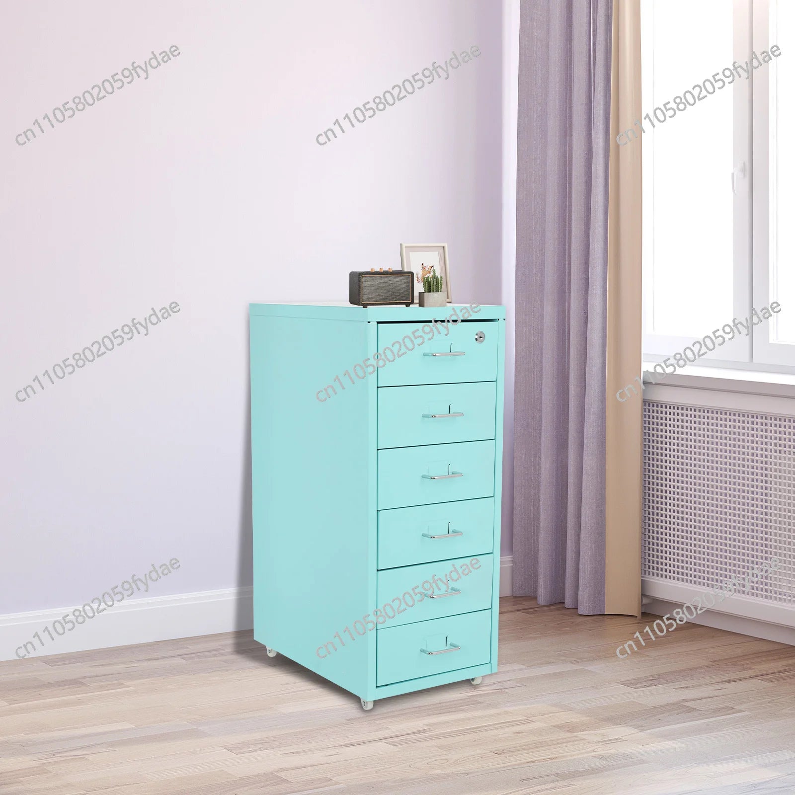 6-Tiers: Vertical File Cabinet,Cold-Rolled Steel Metal File Cabinet  Filing Cabinet Blue in the Office, Study