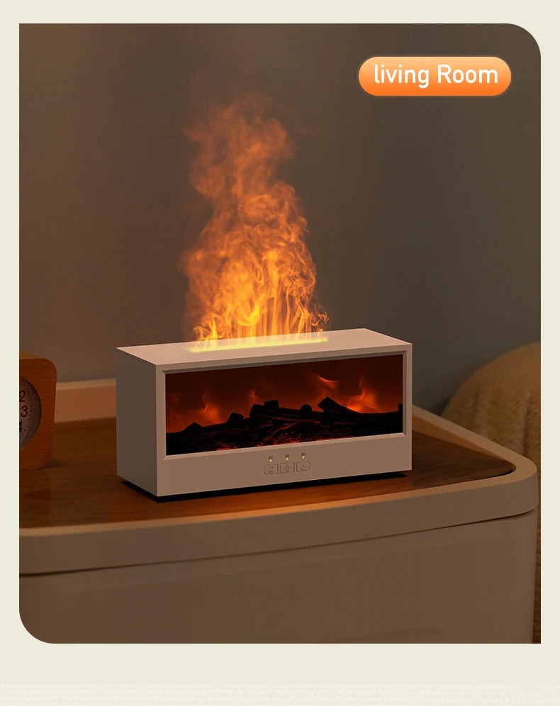 VISSKO Creative Fireplace Air Humidifier – Waterless Aroma Diffuser with LED & Remote Control