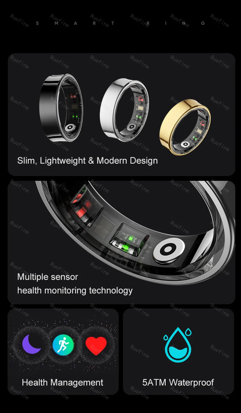 R09 Smart Ring – Health Monitor, Step Tracker & Remote Control for Android & iOS