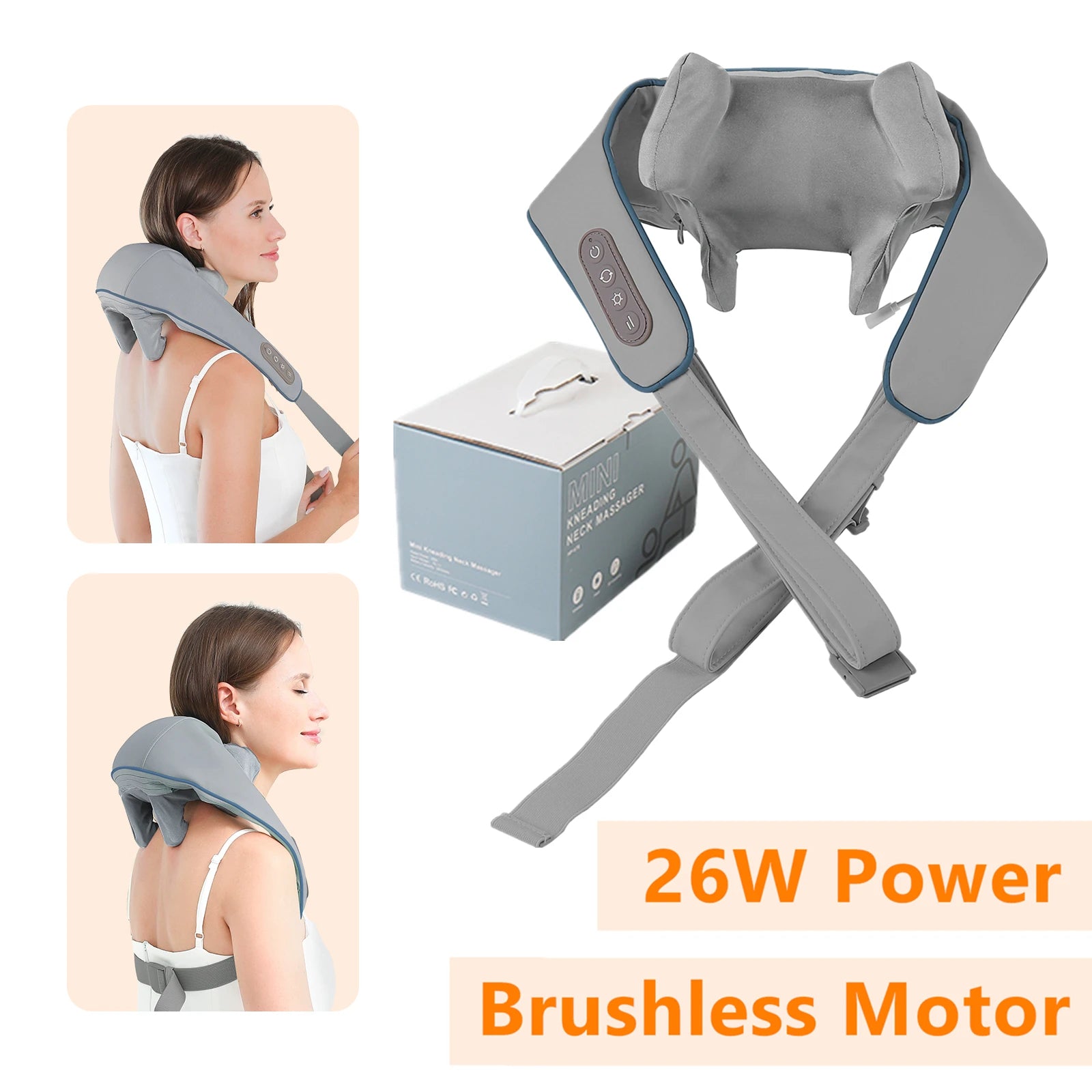 Foreverlily 26W Brushless Neck & Shoulder Kneading Massage Shawl – Wireless
