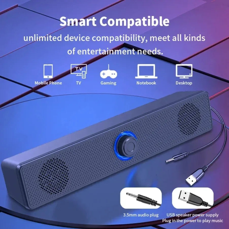 DeskBar USB Powered Soundbar – Bluetooth & Wired for TV, PC, Laptop & Gaming