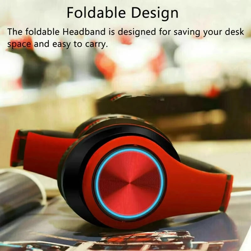 RGB Bluetooth Headphones with Active Noise Cancellation – Foldable Over-Ear, 12hr Battery