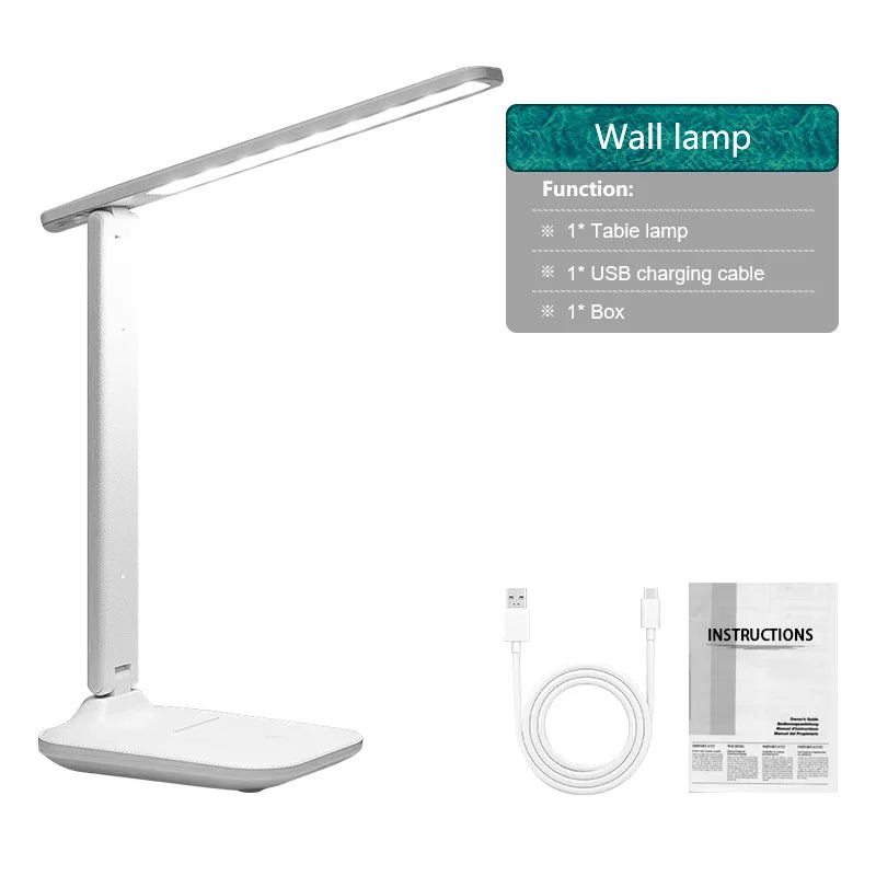Double Headed Eye Protection Table Lamp LED Rechargeable Dimmable Desk Light Smart Display For Study Reading Bedside Night Light