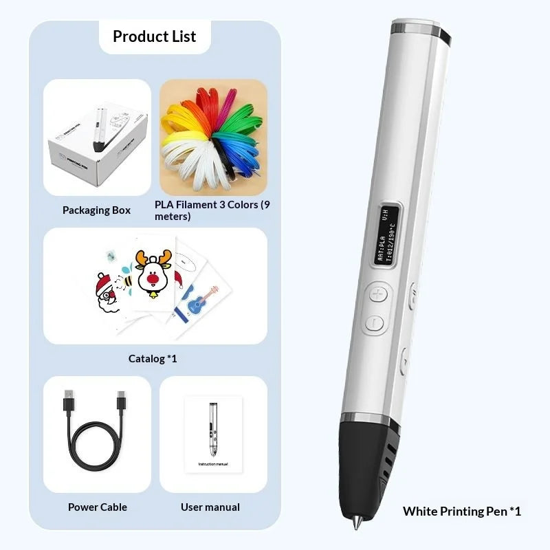 Lenovo 3D Pen – OLED Display, DIY Scribble Pen with PLA Filament