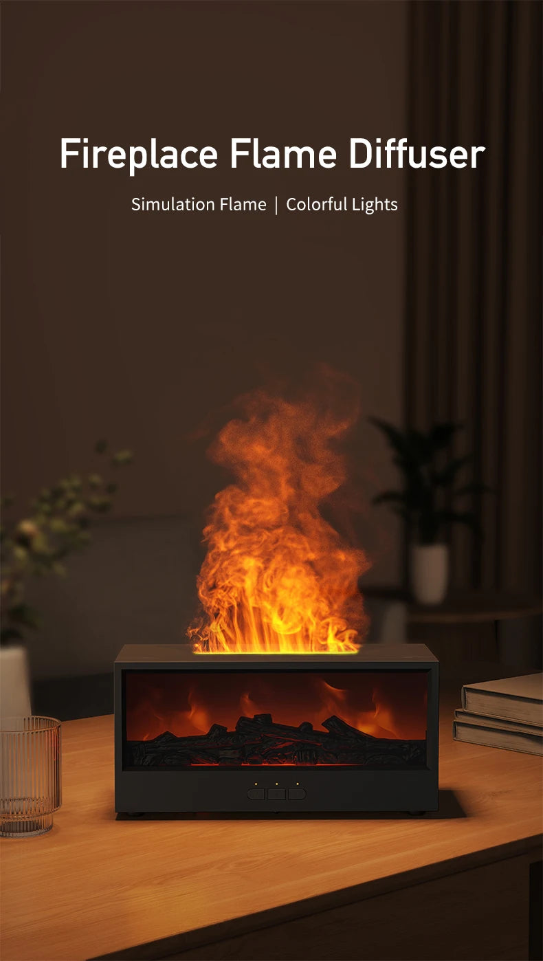 VISSKO Creative Fireplace Air Humidifier – Waterless Aroma Diffuser with LED & Remote Control
