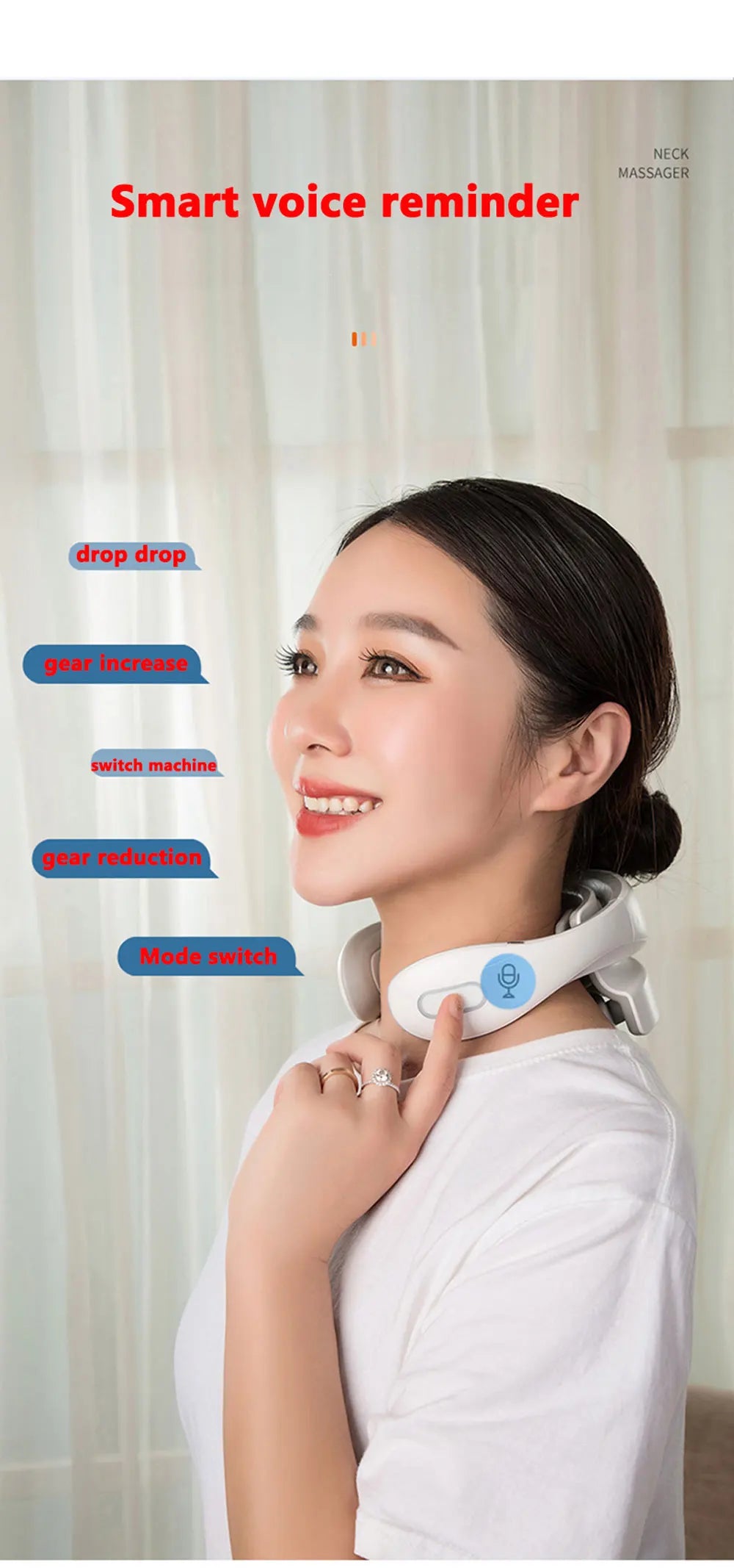 RedLight Smart Neck Massager – Portable Cervical Vibrator with Red Light Therapy