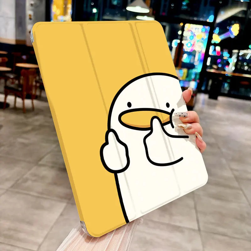 Fun Duck Thumbs-Up iPad Case – Protective TPU Cover for iPad Pro 10/11", Air 3rd–5th Gen, Mini 6