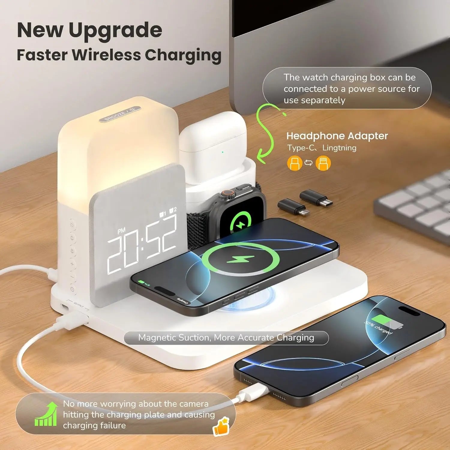 MagClock 7-in-1 MagSafe Alarm Clock – Wireless Charging for iPhone, Watch & AirPods