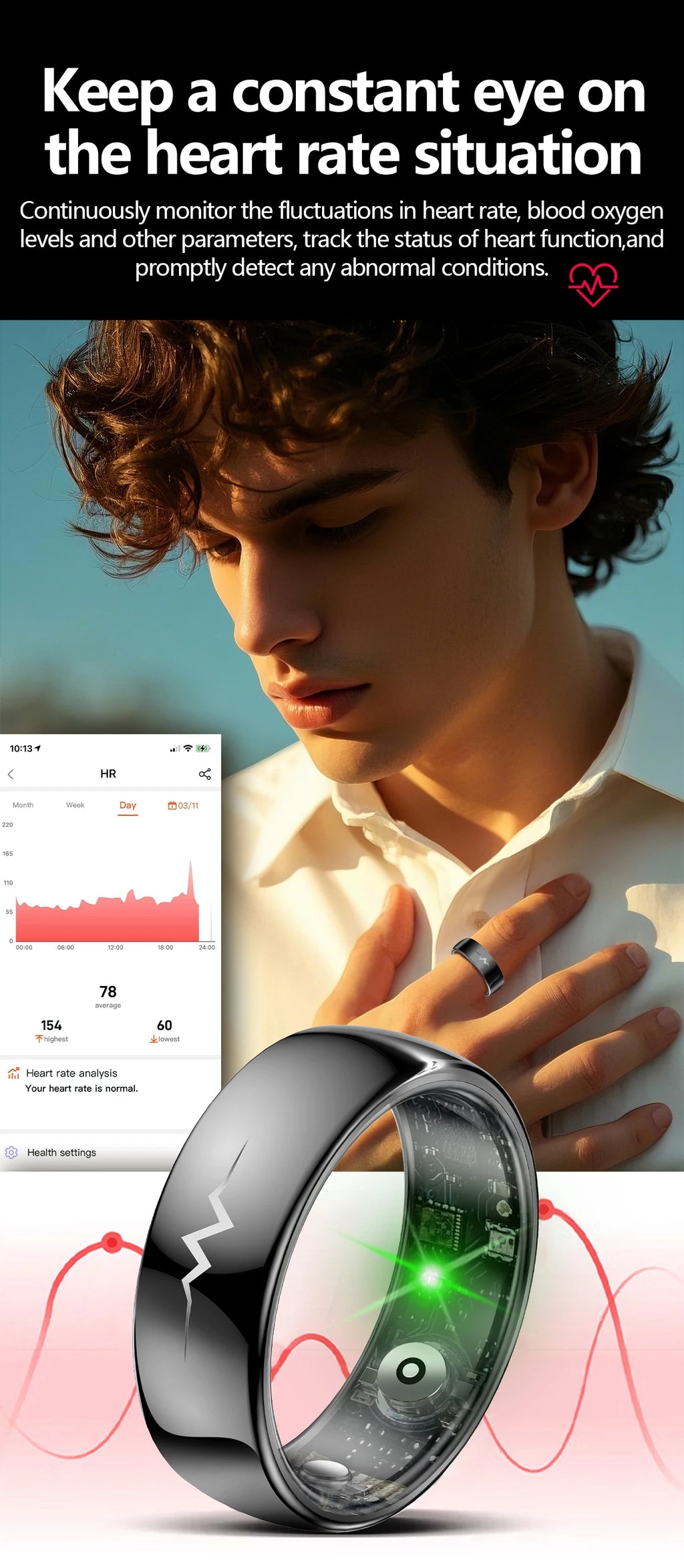 NOYAFA Smart Ring – Heart Rate, Blood Oxygen & Multi-Sport Health Monitor
