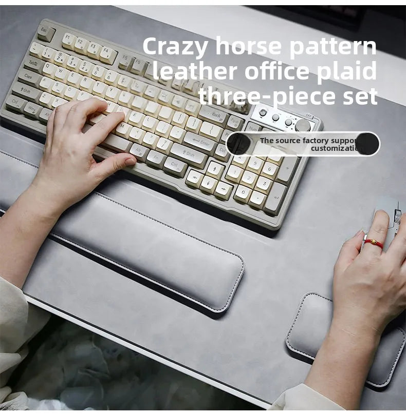 DeskMat Waterproof PU Mouse Pad – Large Non-Slip Desk Mat & Keyboard Mat 3-Piece Set