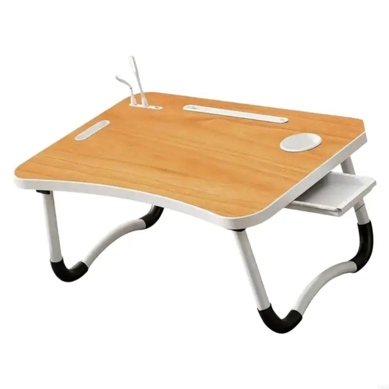 Foldable Computer Desk Featuring 4 USB Ports Mini Light Fan Cup Holder Side Drawer Card Slot Portable for Laptop Use on Bed Y5GB