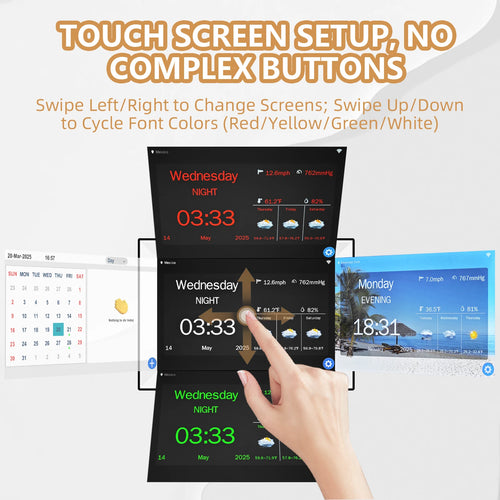 10.1" Smart Digital Calendar Clock – Touchscreen Family Scheduler with Weather, WiFi & Chore Chart